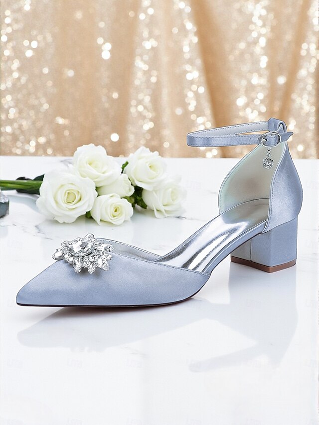 Heel Shoes with Women's Satin Wedding Block Burgundy