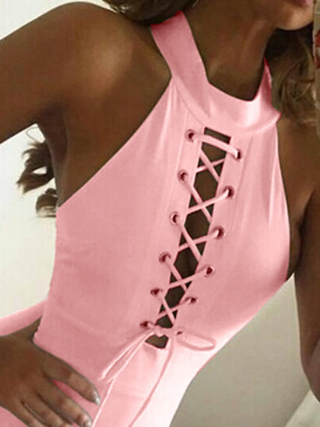 Women's Party Dress Bodycon Semi Formal Dress Lace up Cut