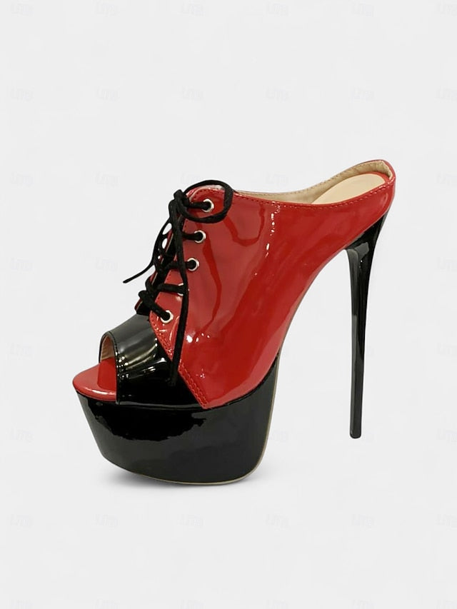 Patent Black Red Stiletto Leather and Women's Platform