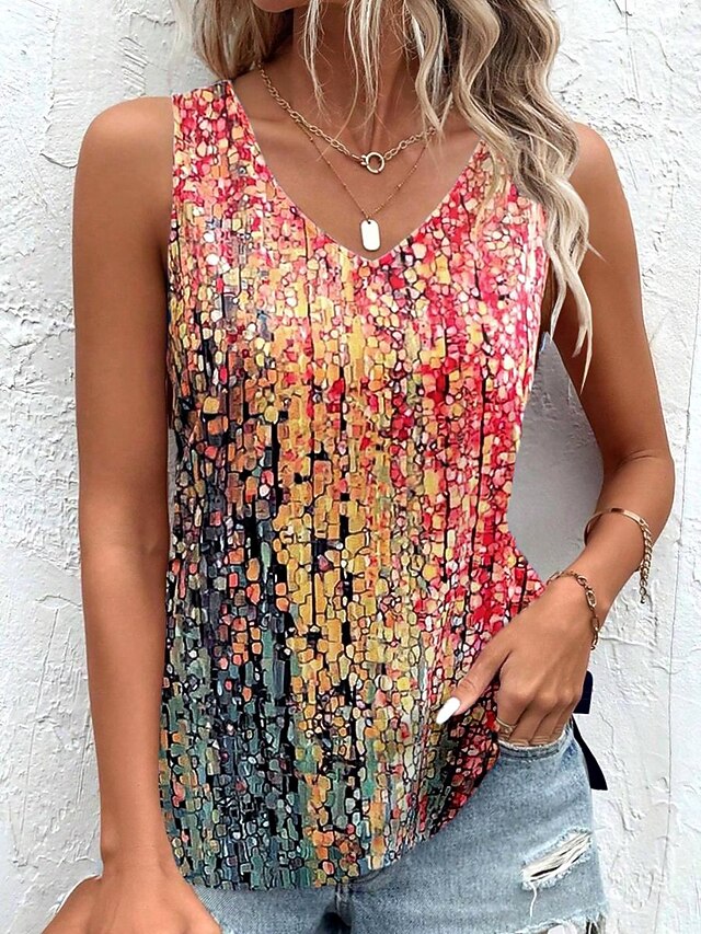 Women's Camisole Tank Top Mosaic Stained Glass Print