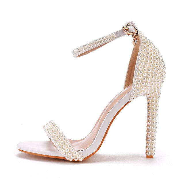 High Elegant Heel Women's Shoes Pearl-Embellished Wedding