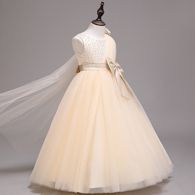 Solid Dress Kids Flower Colored Girls' Girl