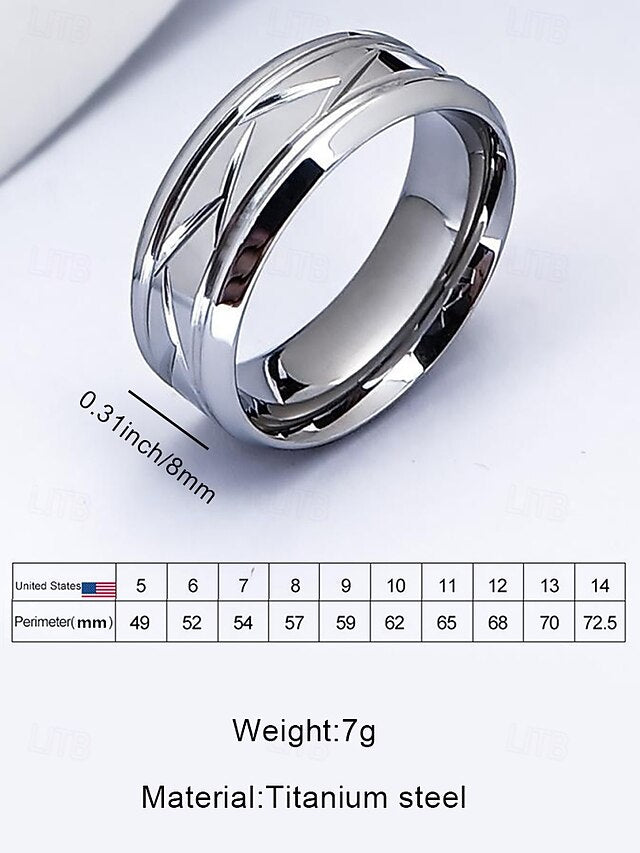 Stainless – Pattern Rings Modern Steel Men's Geometric