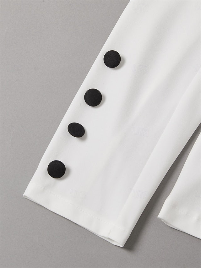 Women's Blazer Trousers Long Sleeve Shirt Collar Graphic