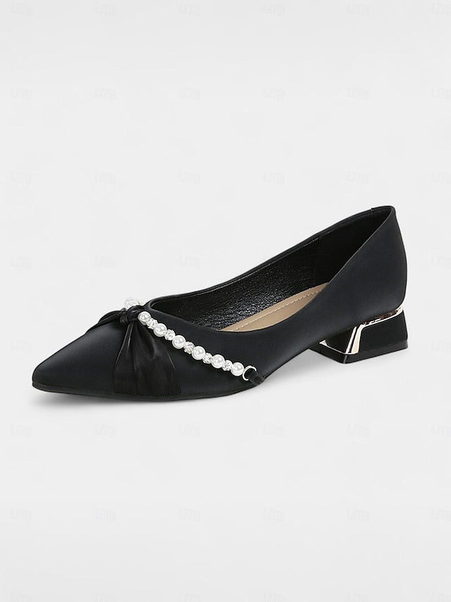 Pearl - Embellished Flats Women's Heel Pointed Elegant Low