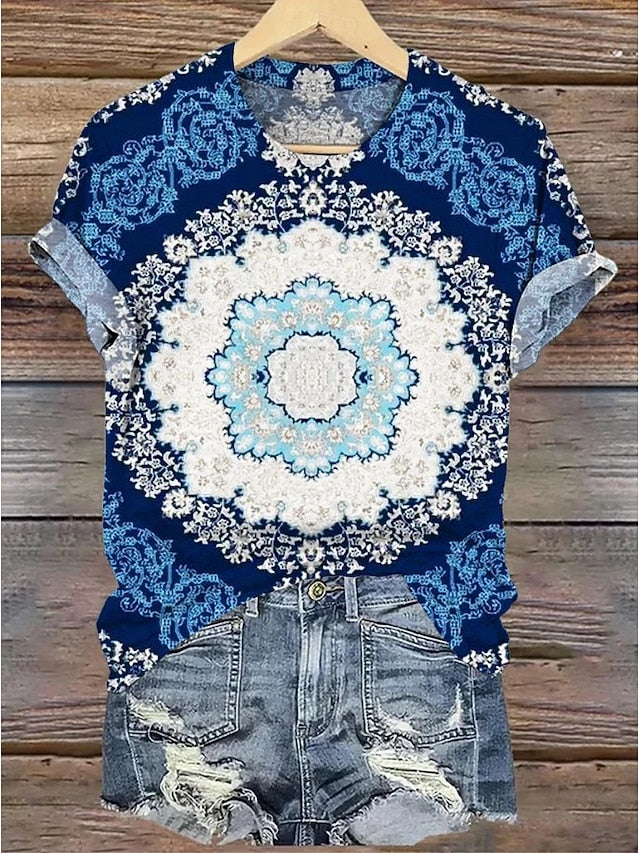 Women's T Shirt Floral Graphic Vintage Fashion Stylish