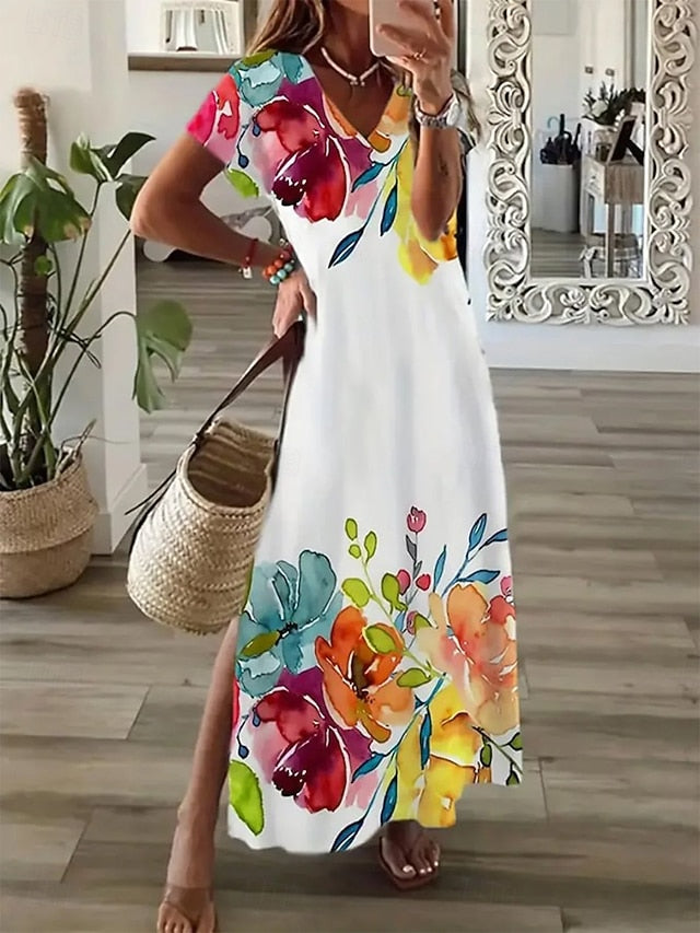 Women's Maxi Dress T Shirt Dress Tee Dress Sundress A Line