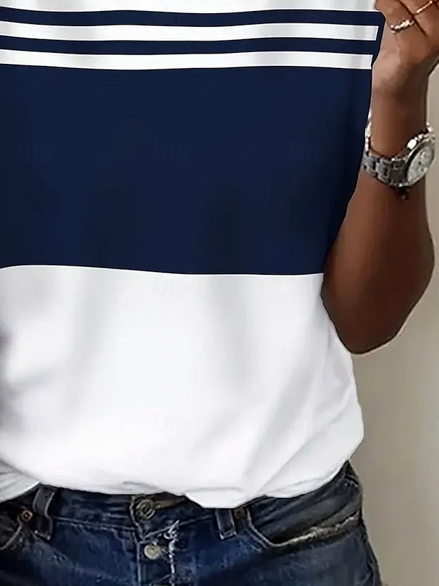 Women's T Shirt Graphic Striped Stylish Casual Short Sleeve