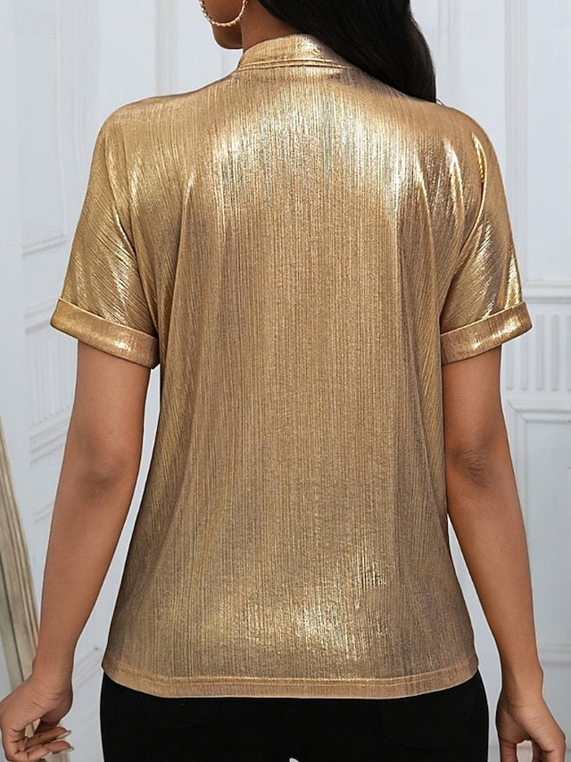 Women's Shirt Velvet Elegant Dressy Plain Stylish Modern