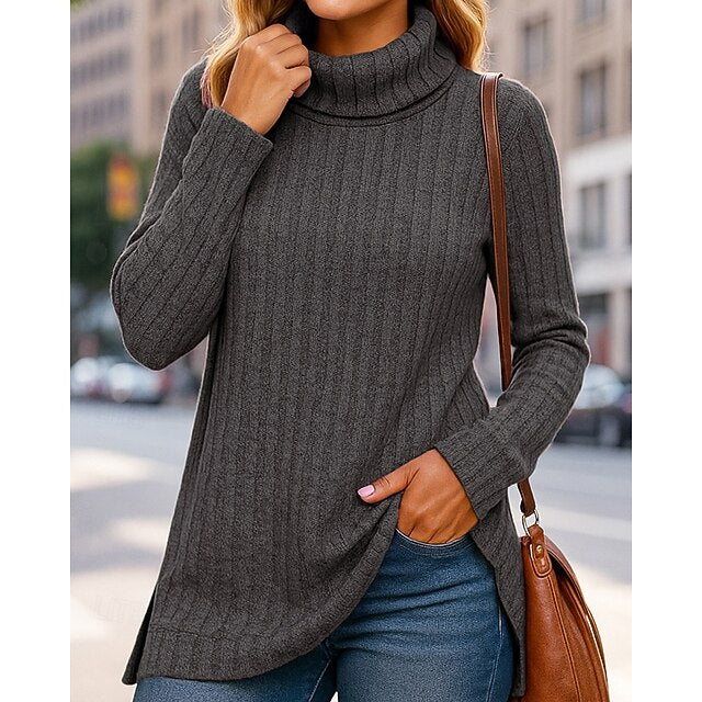 Fall Sleeve Women's Athleisure Top Turtleneck Sweater Long