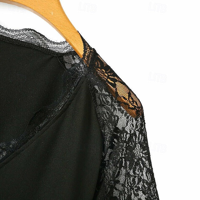 Women's Blouse Lace Trim Plain Elegant Vintage Stylish