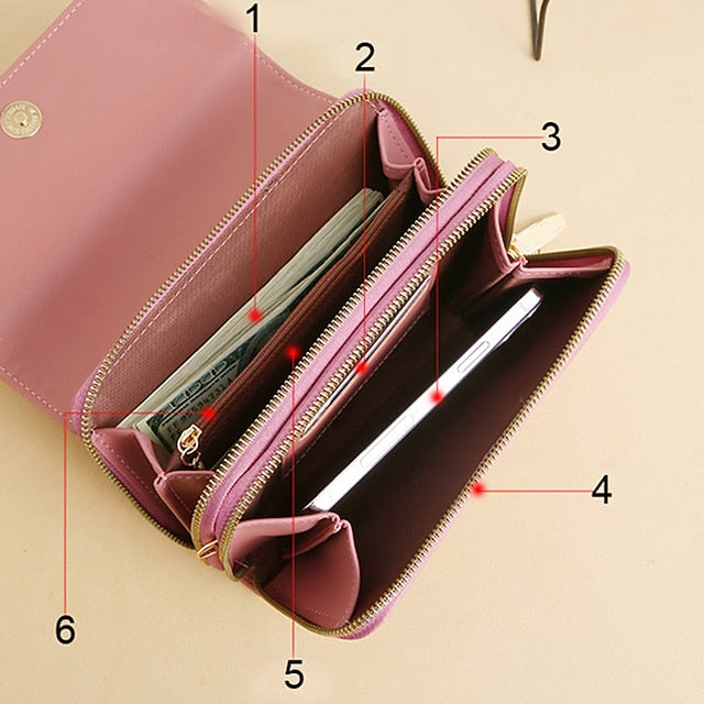 PU Crossbody Phone Bag Mobile Leather Women's Wallet
