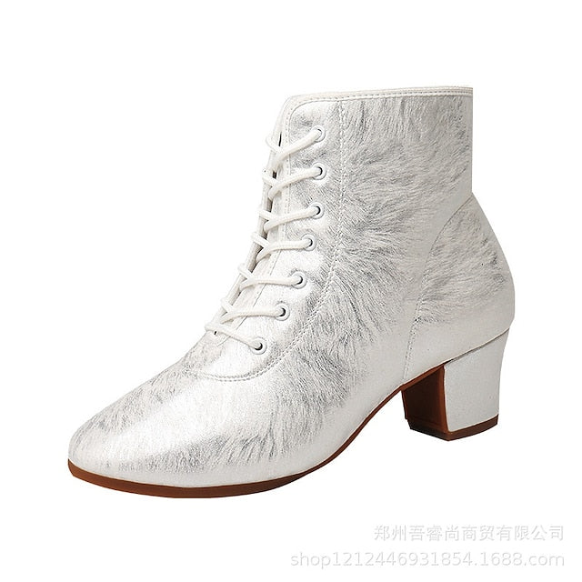 White Elegant Latin Dance Women's Comfortable Shoes with