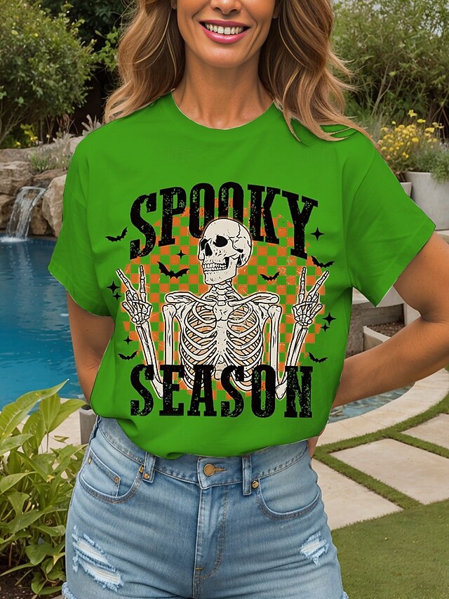 Women's T Shirt Skulls Graphic Cat Vintage Stylish Classic