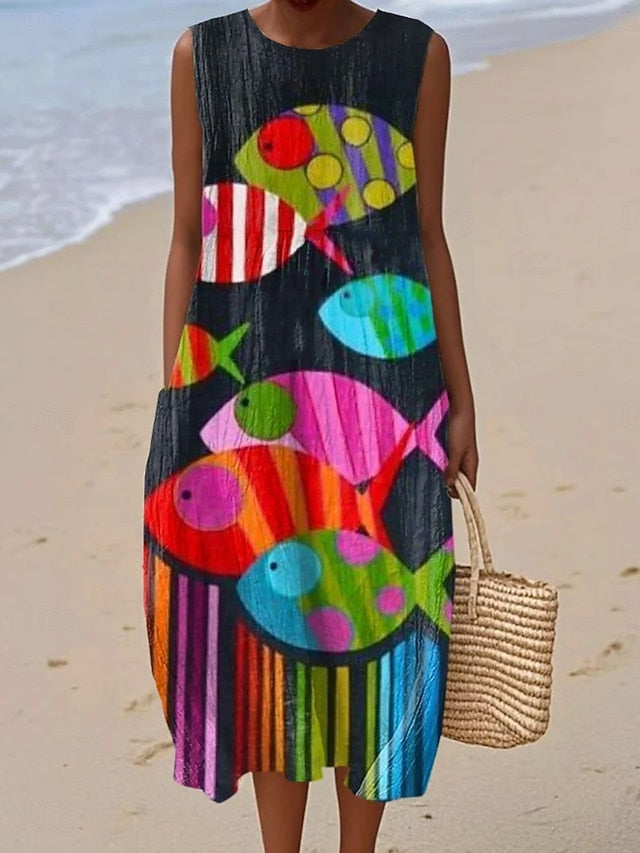 Women's Midi Dress Sundress Shift Dress A Line Dress