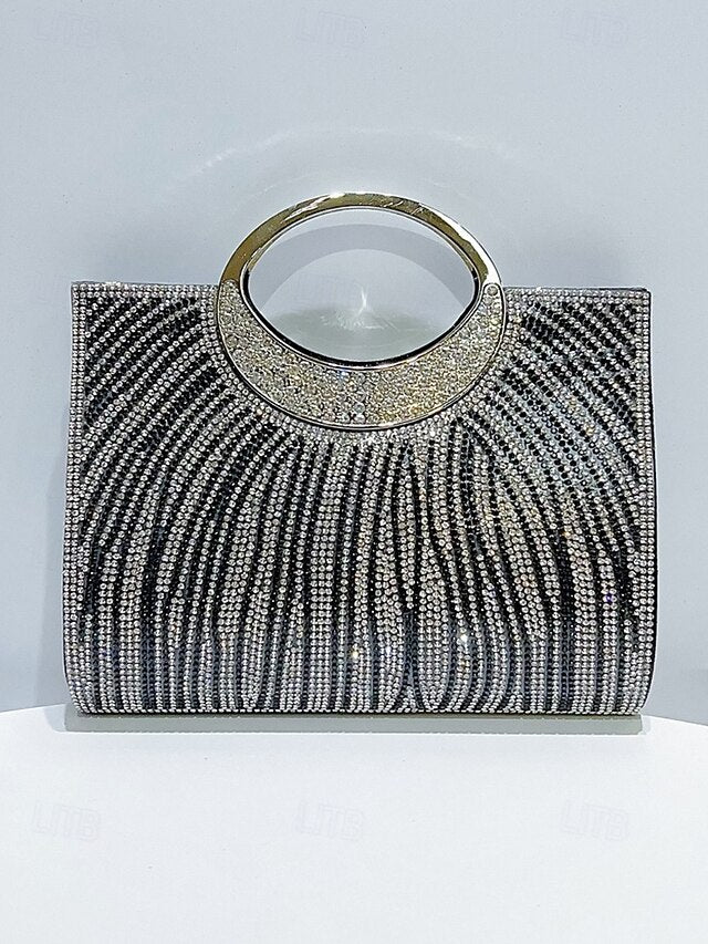 – Bag Round Evening Rhinestone Handle with Clutch Women's