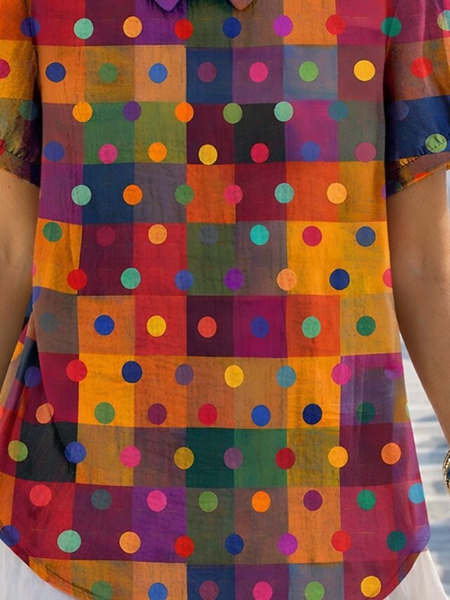 Women's Blouse Buttons Print Graphic Plaid Vacation Vintage
