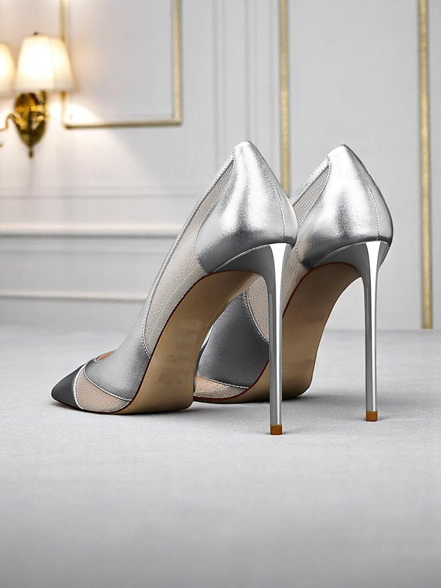 Pumps Pointed Nude with Women's Toe Suede Mesh Detailing