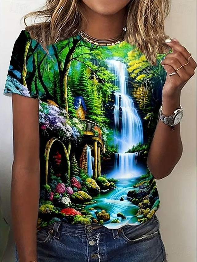 Women's T Shirt Print Graphic Vintage Stylish Classic Short