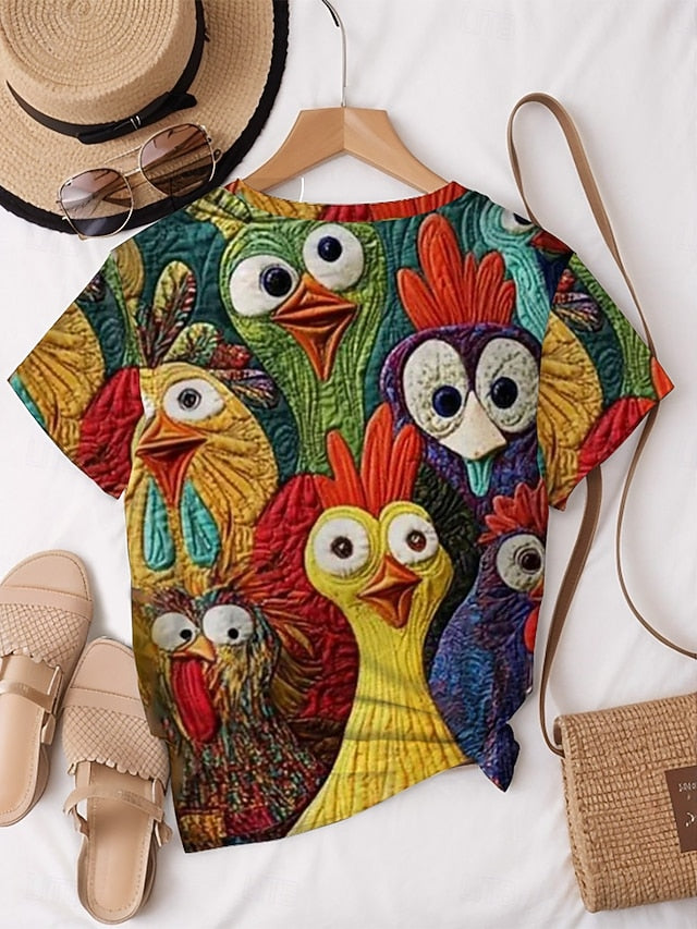 Easter Women's Blouse Graphic Animal Stylish Casual Short