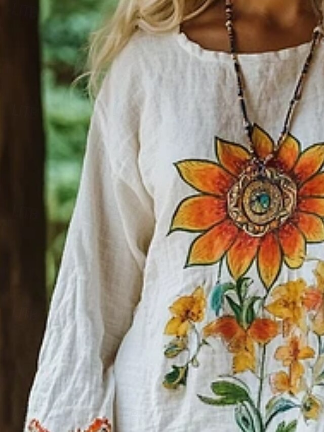 Women's Shirt Boho Shirt Blouse Print Floral Bohemia