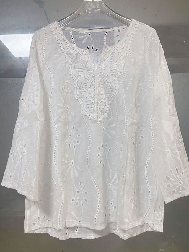 Women's Shirt Lace Shirt Blouse Lace Plain Stylish Classic