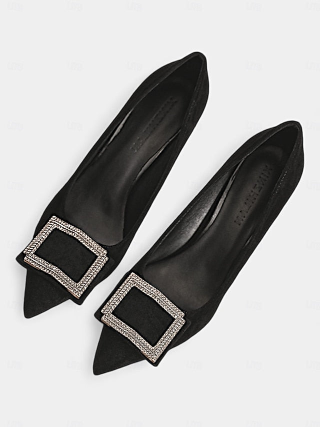 Women's Buckle Champagne Elegant Heels Toe Pointed –