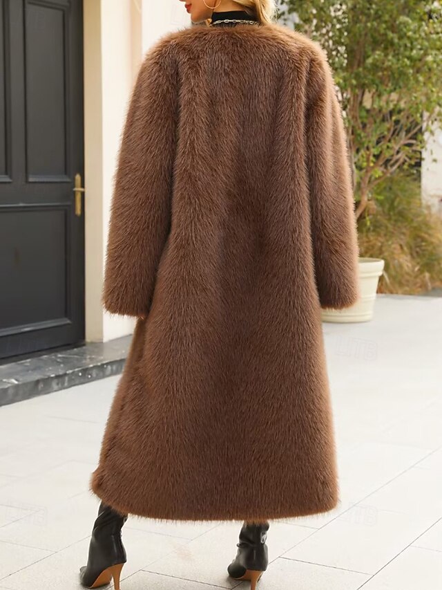 Fur Coat Faux Warm Comfortable Women's Furs