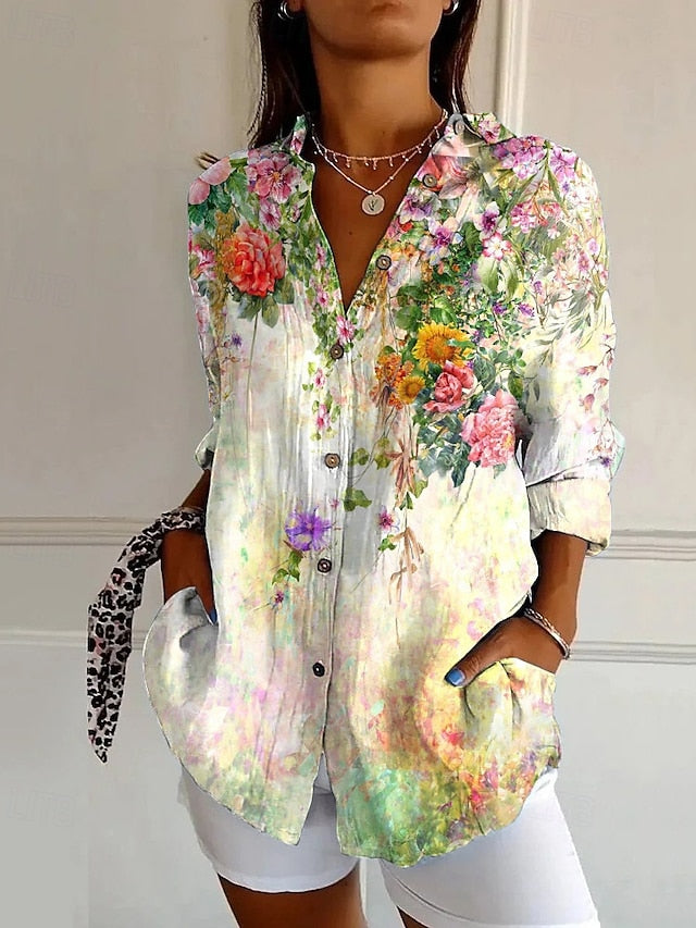 Women's Shirt Print Graphic Flower Daily Stylish Basic Half