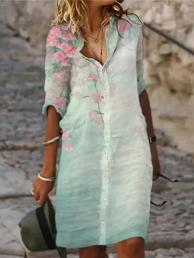 Women's Shirt Dress Casual Dress Shift Dress Midi Dress