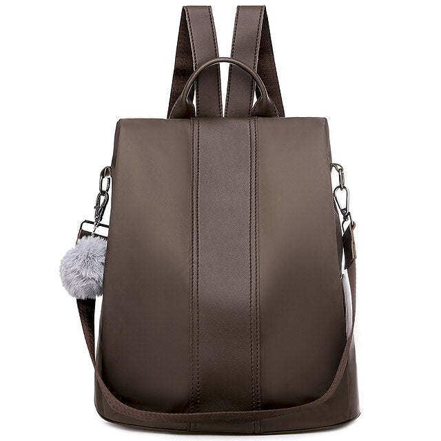 Purse Women's Faux Convertible Leather Backpack with Pom