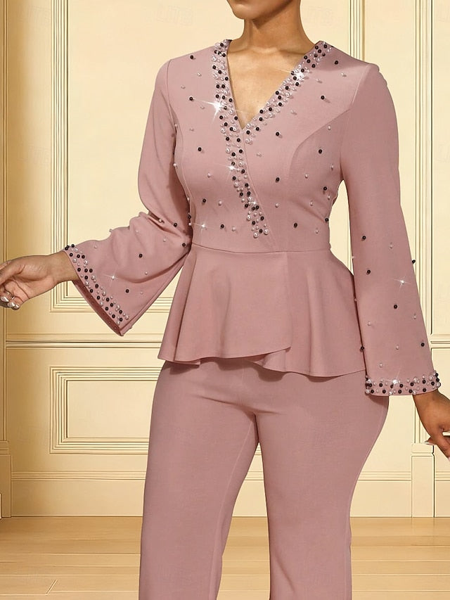 of V the Bride Elegant Ankle Dress Length Mother Jumpsuits Neck