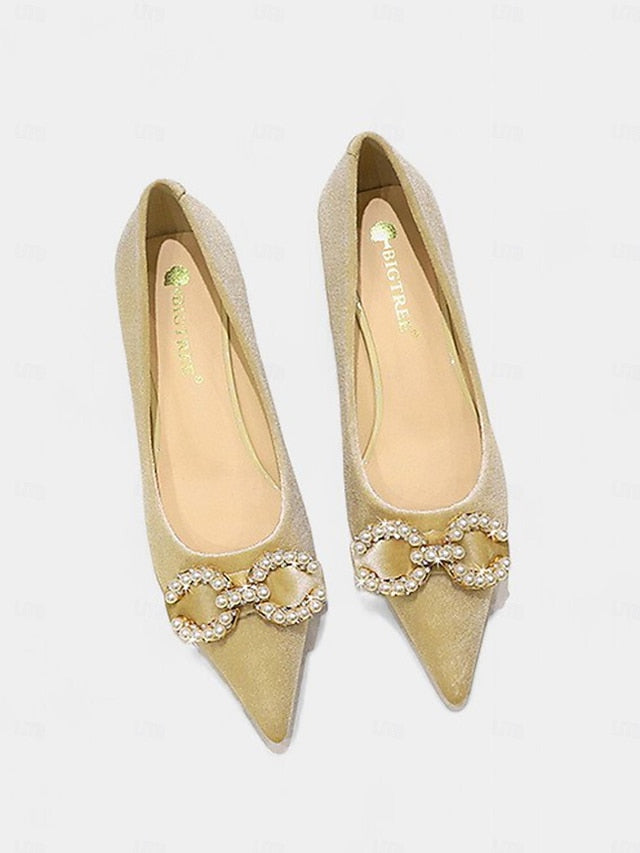 Heel - Pearl Pumps Women's Burgundy Kitten Bow Velvet with