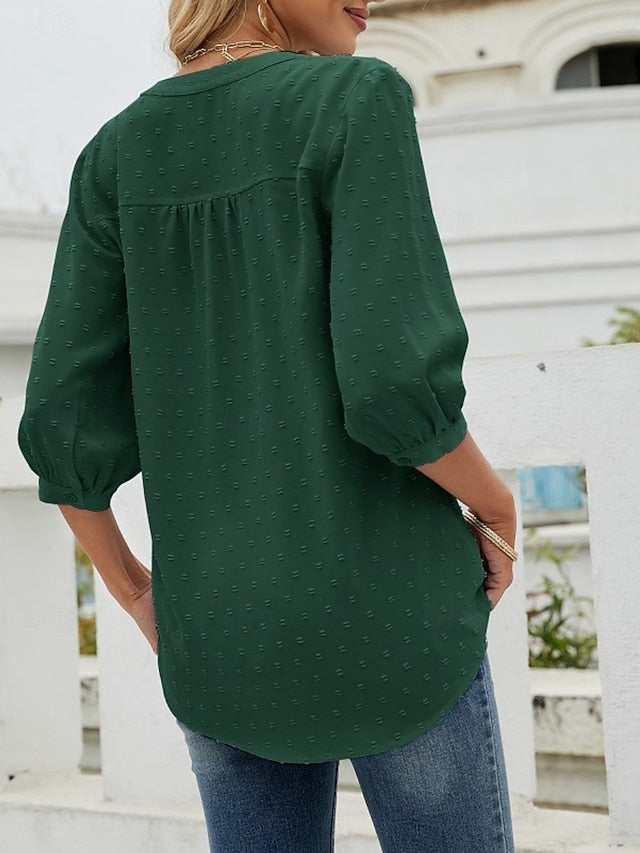 Women's Blouse Buttons Solid Color Elegant Stylish Casual