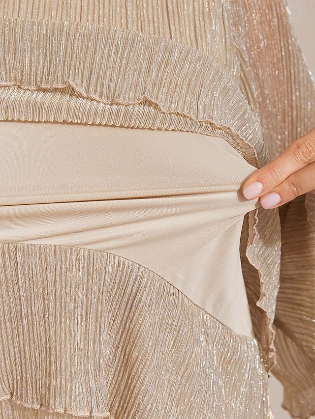 Women's Blouse Dressy Tops Layered Metallic Elegant Stylish