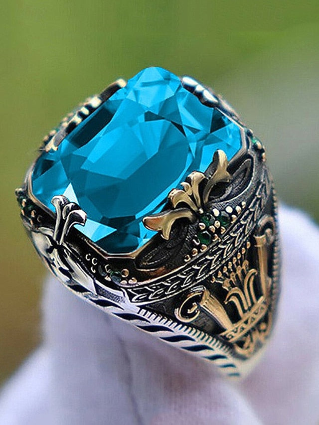 Gemstone Men's Ring Alloy