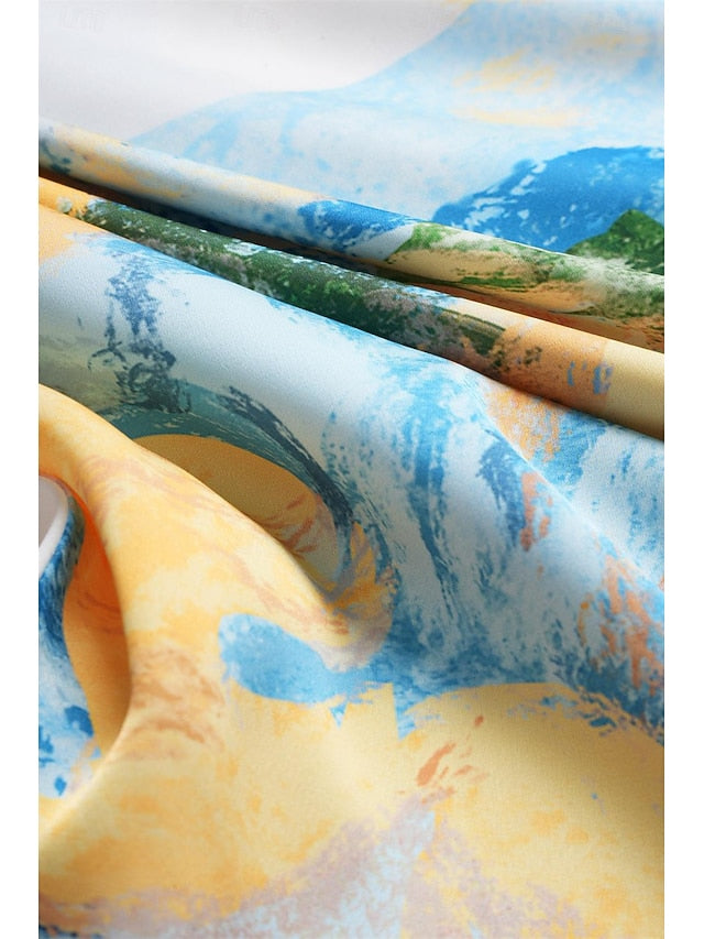Women's Wedding Guest Dress Elegant Tie Dye Maxi Dress