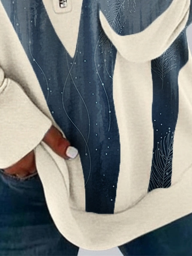 Women's Pullover Sweatshirt Zip Up Sweatshirts Zipper Print