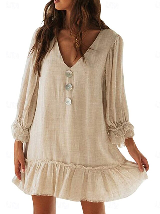 Women's Casual Dress Midi Dress Patchwork Hawaiian Casual V