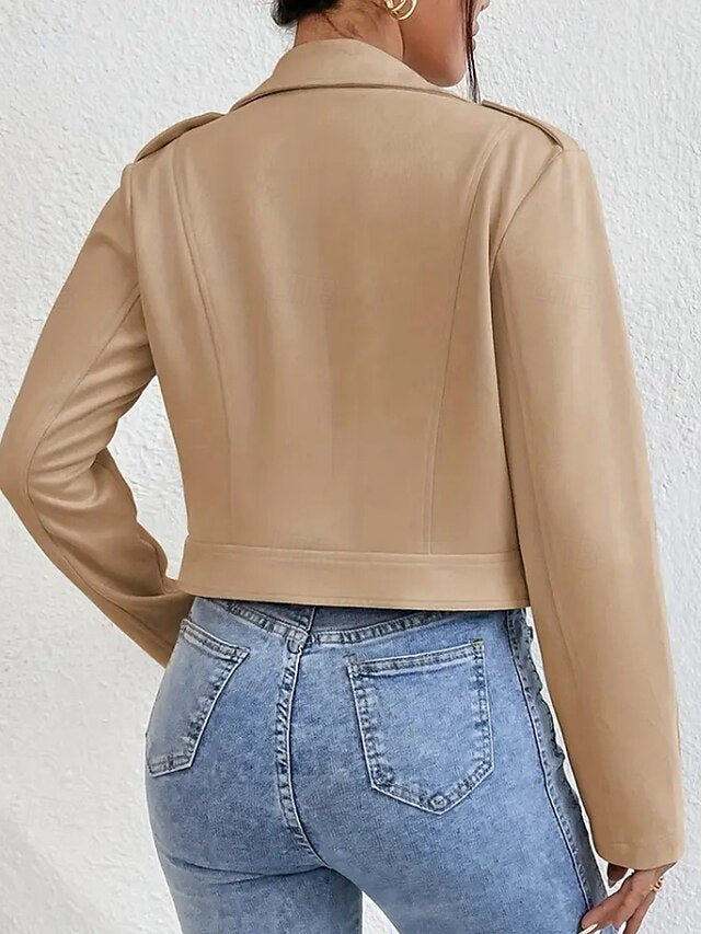 Women's Jacket Pocket Faux Comfortable Leather Zipper