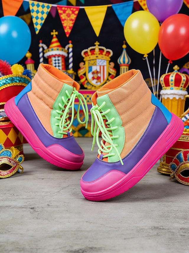 with Women's Gras Mardi Colorful Carnival Sneakers High-Top