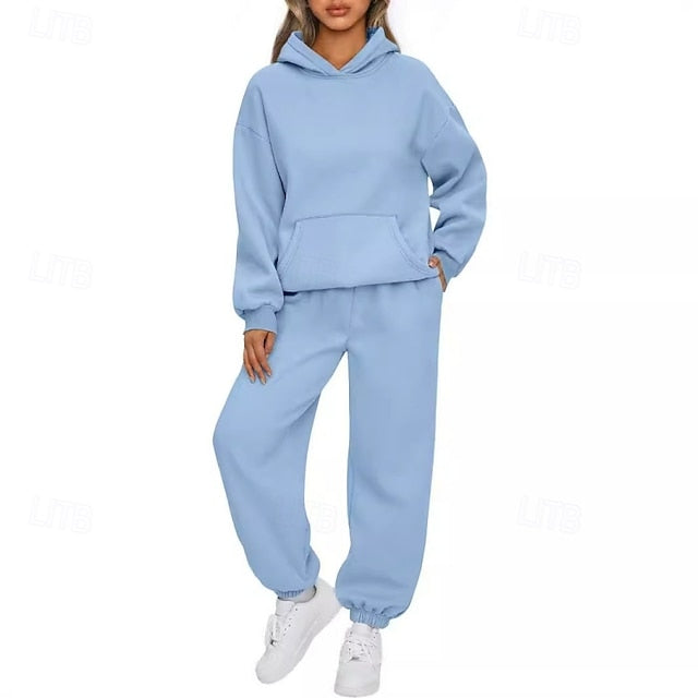 Women's Hoodie Pants Sets Bolero Top Long Sleeve Hooded