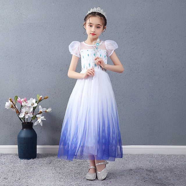 Girl Elsa Cosplay Dress Flower Princess Movie Girls'