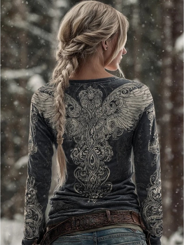 Women's Viking Vings T Shirt Graphic Vintage Bohemia