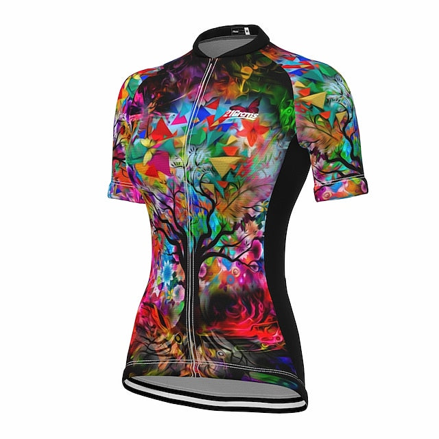 Women's Cycling Jersey Tree Short Sleeve Bike Jersey Top
