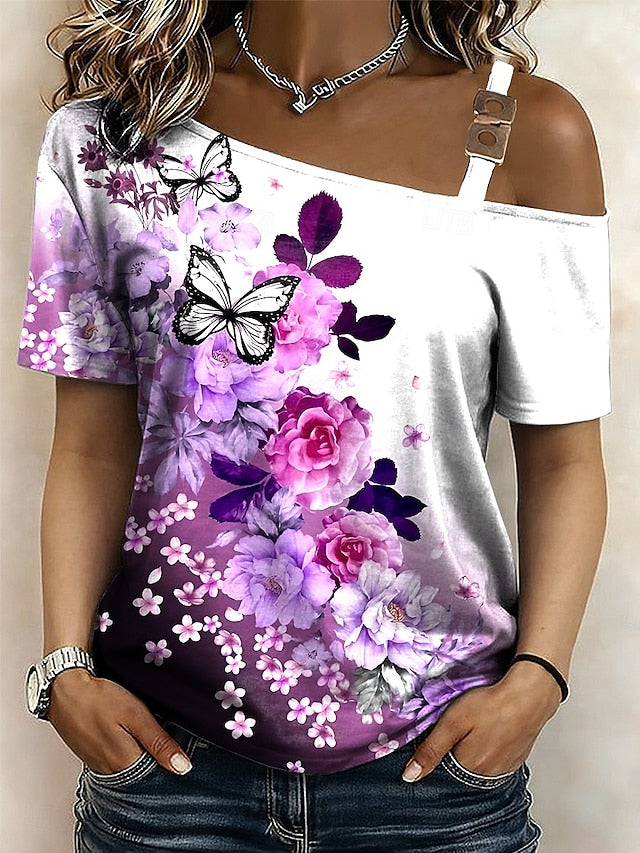 Women's T Shirt Tee Top Print Floral Graphic Vintage