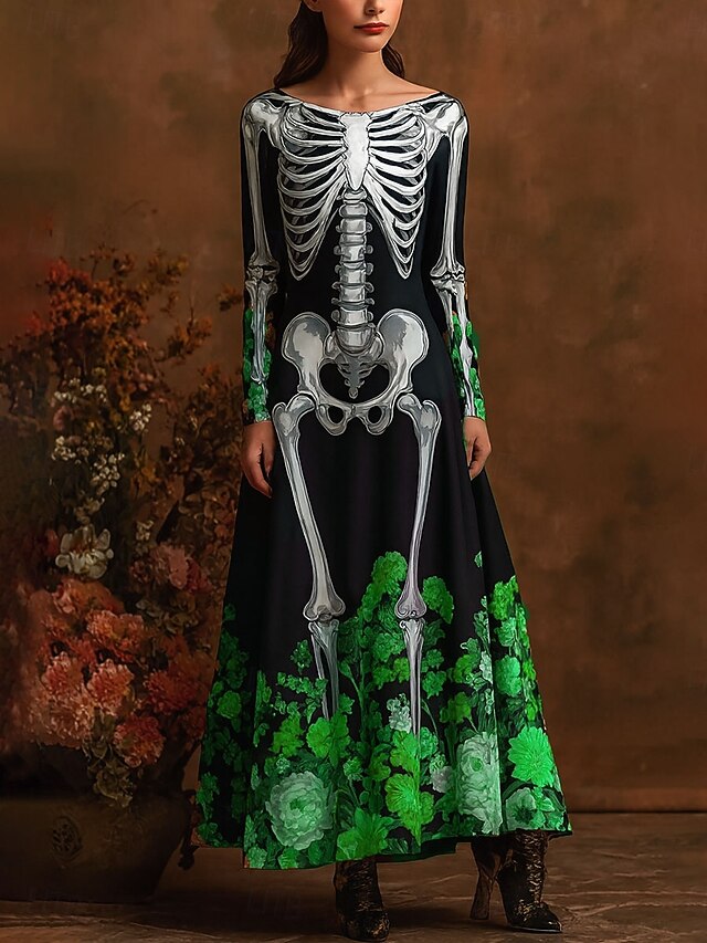 Women's Skeleton Maxi Dress Sheath Dress A Line Dress