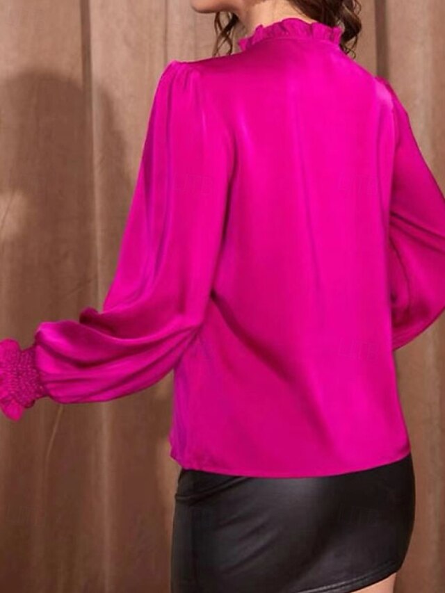 Women's Shirt Blouse Ruched Plain Elegant Stylish Long