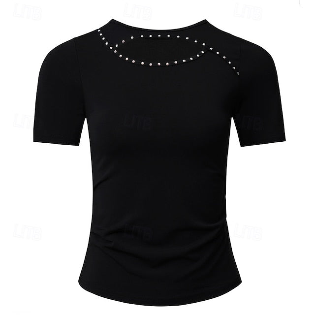 Latin Dance Top Hollow-out Pure Color Splicing Women's