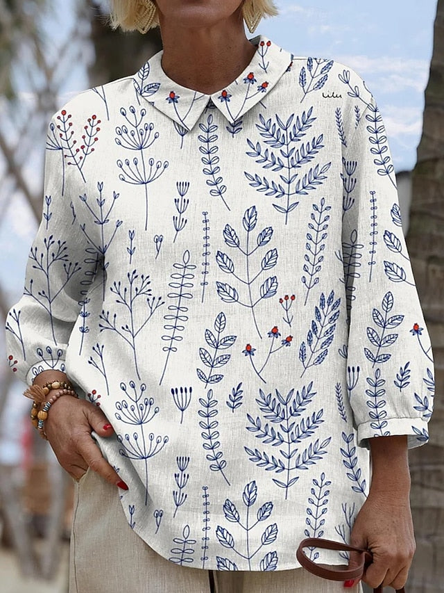 Women's Blouse Buttons Print Floral Graphic Vintage Daily